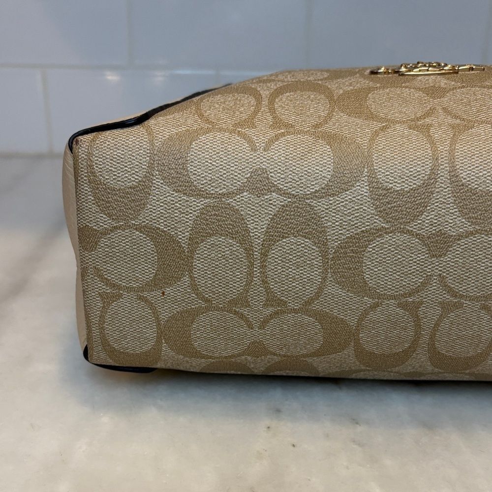 Coach Purse Handbag Kacey Signature Logo Snakeskin Color Block Satchel Bag - Picture 9 of 16